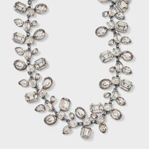 A New Day Crystal Statement Necklace Clear Rhinestone Gold Tone